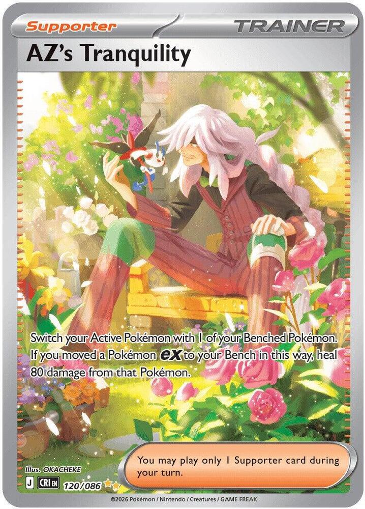 Chaos Rising AZ's Tranquility special illustration rare card number 120 over 086 showing character artwork